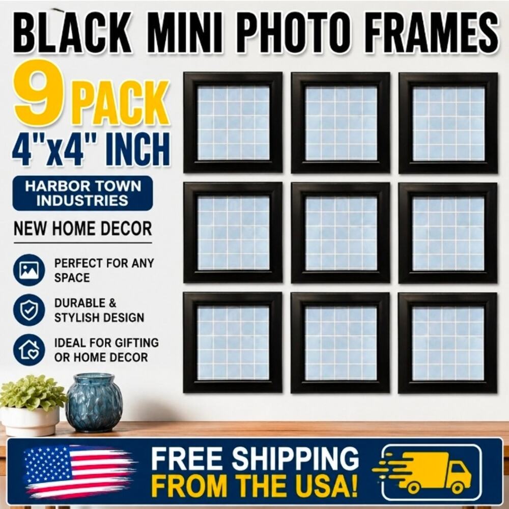 New Black Photo Frames 9 Pack 4x4 Inch Harbor Town Industries New Home Decor